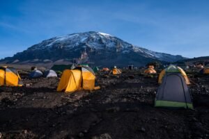 Benson Safaris | Tents in a camping site near Kilimanjaro mountain in Tanzania