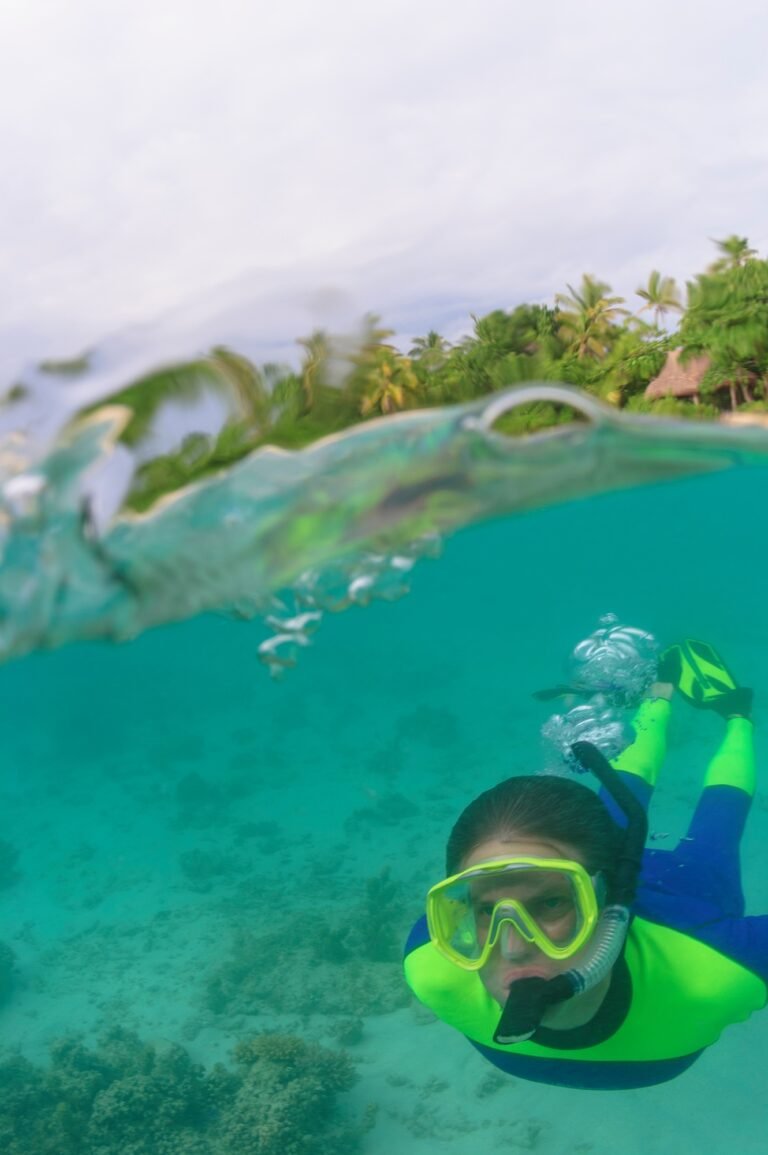 Snorkeler swimming underwater