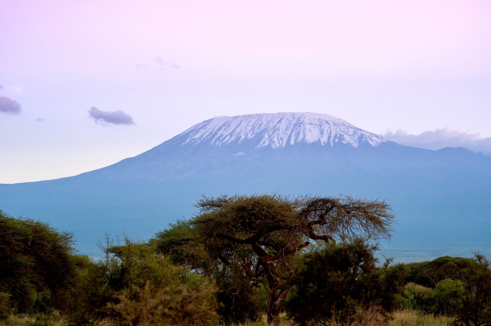 Snow on top of Mount Kilimanjaro in Amboseli